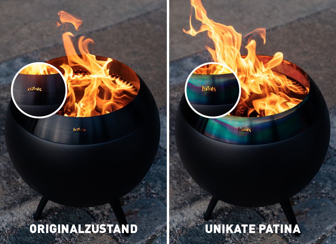 Höfats MOON 45 all Black Plancha-Grillset hoch