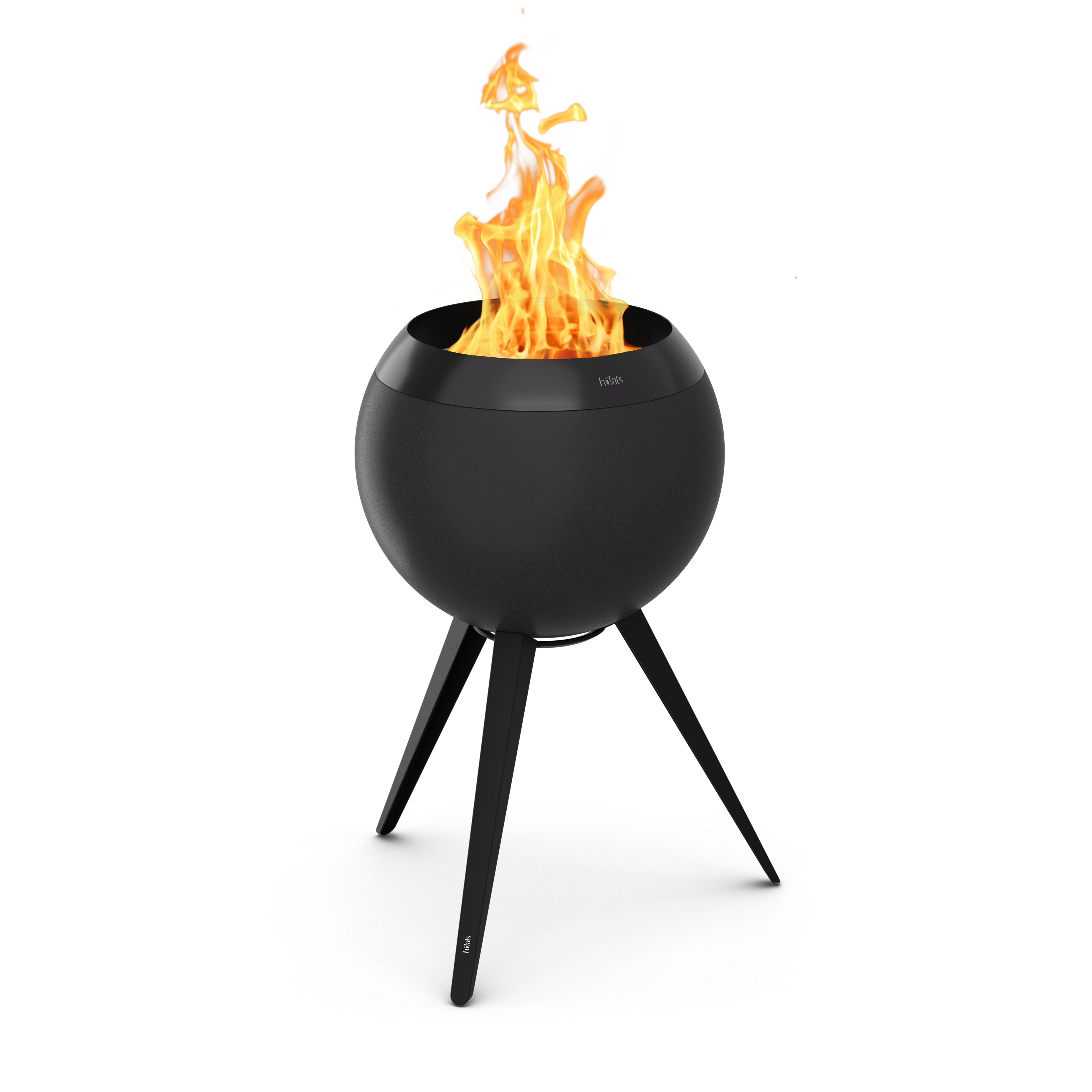 Höfats Moon 45 all Black Feuerkorb mit hohem Fuß rauchfreies Feuer