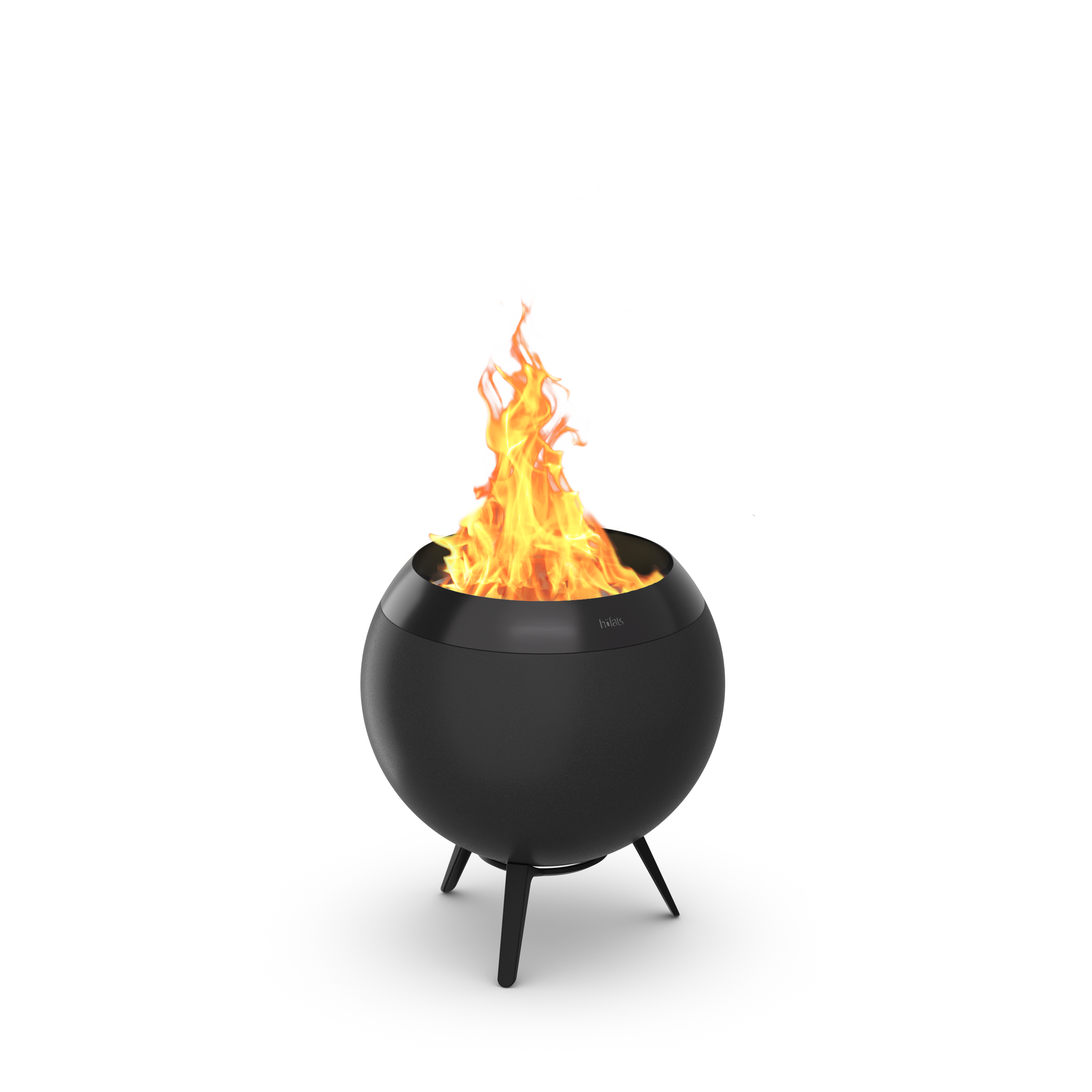 Höfats Moon 45 all Black mit niedrigem Fuß rauchfreies Feuer