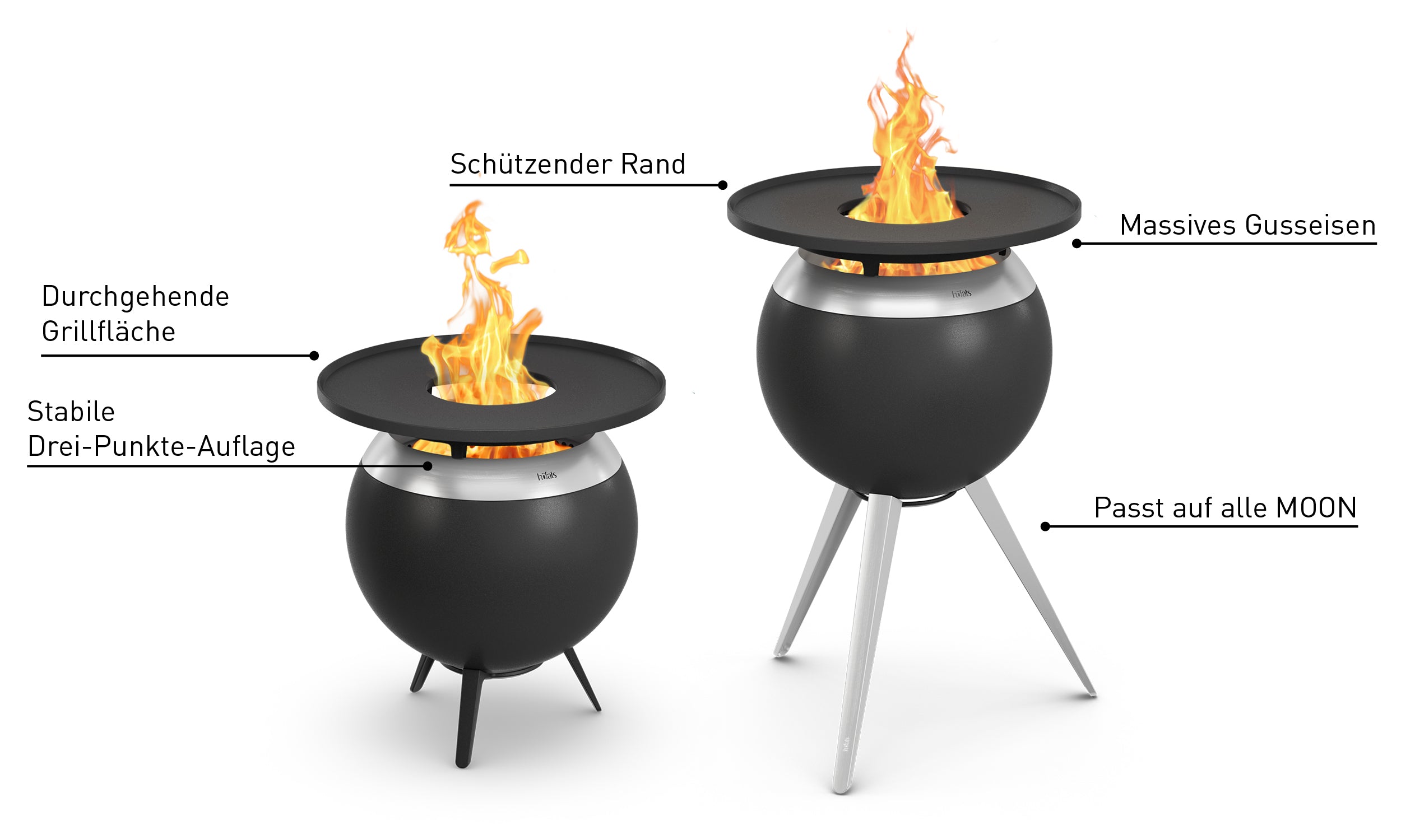 Höfats MOON 55 Plancha-Grillset niedrig