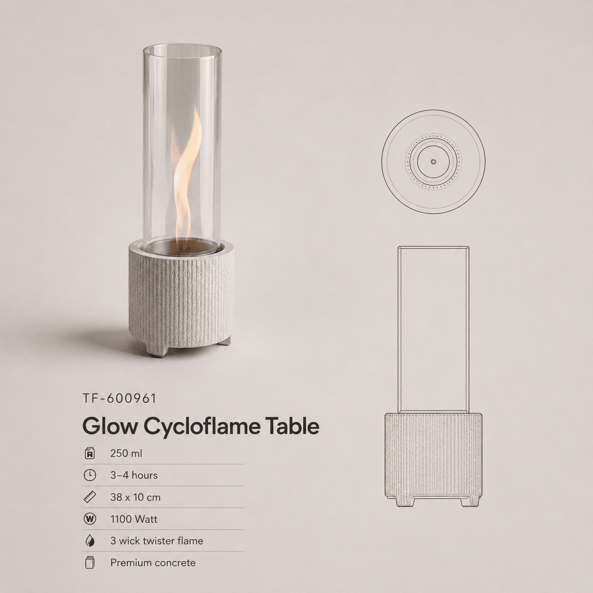 Tenderflame Glow Cycloflame Table Tischkamin