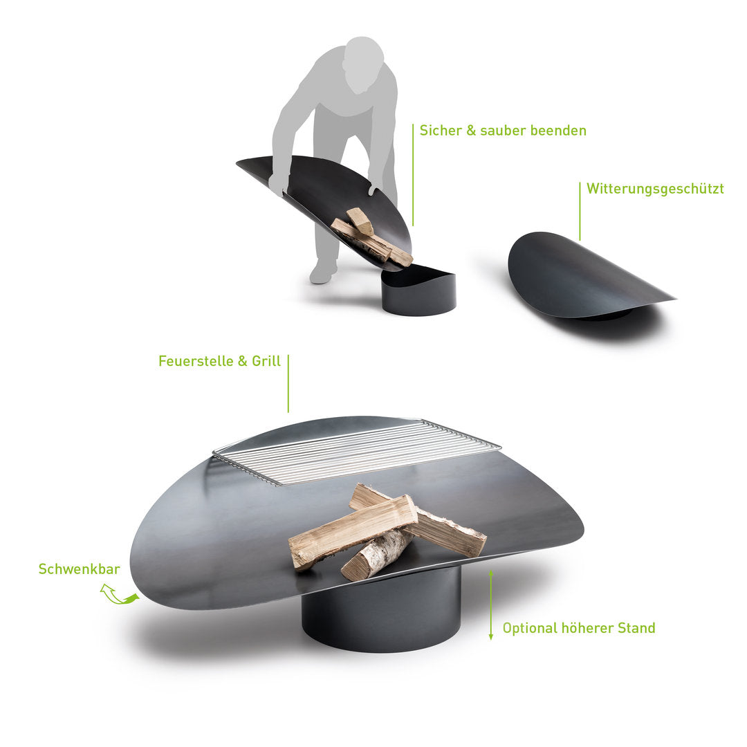 Höfats Ellipse Feuerschale und optional Grill